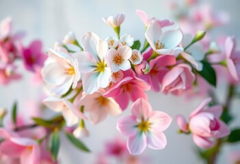 Obraz premium Delicate pastel flower crown, blossoms adorn head, soft, delicate