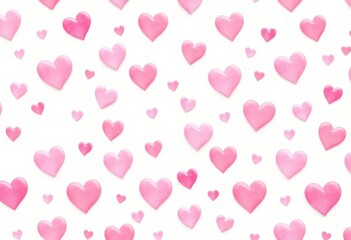 Delicate pink hearts seamlessly repeating on a white background, ideal for Valentine's Day cards, romantic, surface
