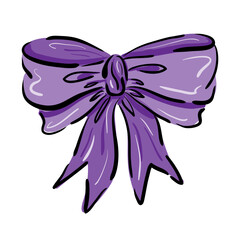 Detailed hand-drawn ribbon bow in sketch style. Vector illustration ideal for gift wrapping designs, greeting cards, invitations, packaging, branding, or festive decorations.