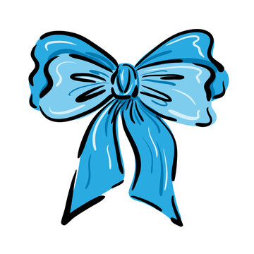 Detailed hand-drawn ribbon bow in sketch style. Vector illustration ideal for gift wrapping designs, greeting cards, invitations, packaging, branding, or festive decorations.