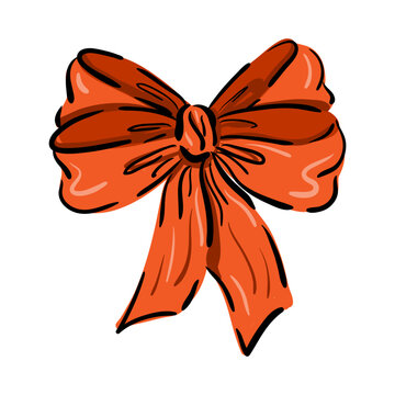 Detailed hand-drawn ribbon bow in sketch style. Vector illustration ideal for gift wrapping designs, greeting cards, invitations, packaging, branding, or festive decorations.