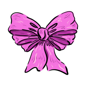 Detailed hand-drawn ribbon bow in sketch style. Vector illustration ideal for gift wrapping designs, greeting cards, invitations, packaging, branding, or festive decorations.
