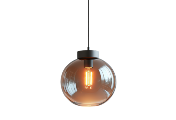 Pendant light with a glass globe isolated on transparent background