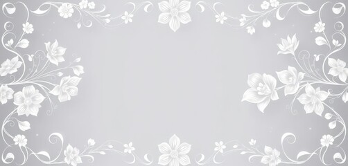 Obraz premium Elegant silver & white floral wedding border design, perfect for invitations, marriage, white wedding