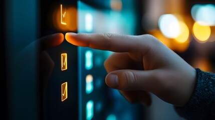 index finger pointing towards important file technology style photo