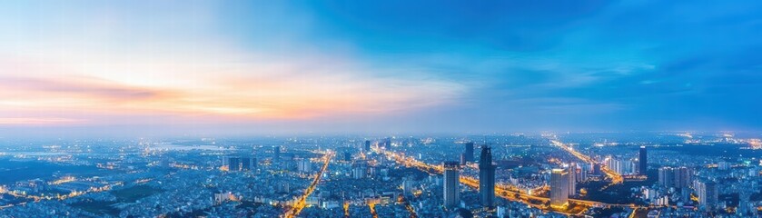 Obraz premium Aerial timelapse image of a city at night showcasing bright lights and vibrant activity in a bustling urban setting