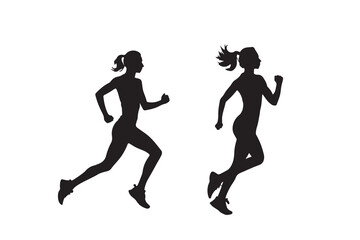 Silhouette of sports and runner vector icon set illustration on white background.