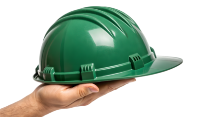 hand holding a green helmet