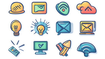 Professional internet communication cartoon vector icons for digital projects