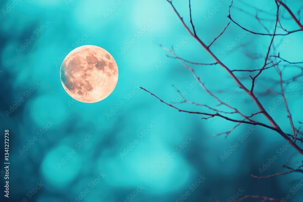 Aufkleber majestic full moon illuminating the night sky with a soft glow creating a serene and peaceful atmosp