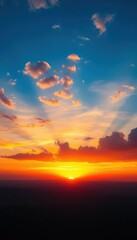 Fototapeta premium Vast panoramic sunrise, vibrant hues paint the sky with colorful clouds, tranquil, extraordinary