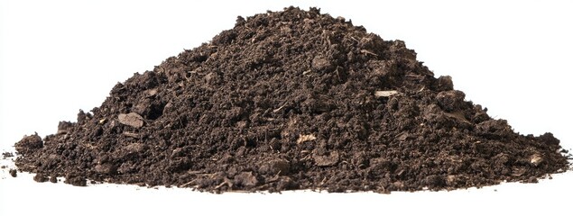 Pile of soil on white background