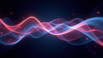 Abstract quantum colorful wave, flowing waveforms in a dark space, emitting soft glowing light