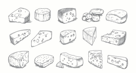Hand Drawn Cheese Collection: Minimalist Vector Illustrations for Food Branding and Menus