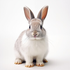 Fototapeta premium A cute rabbit with light gray and white fur