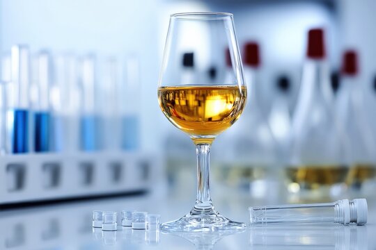 Wine glass undergoing scientific experiment in laboratory setting