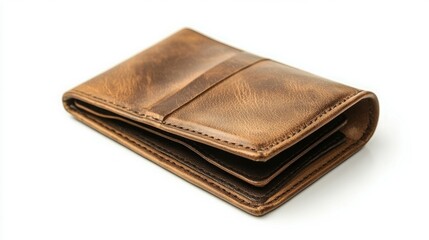 A vintage brown leather wallet.