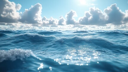 Serene Ocean Waves under Sunny Sky