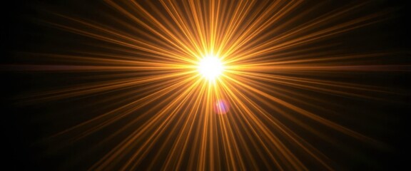 Obraz premium Golden rays emanating from center, dark cosmic backdrop, starburst, light rays