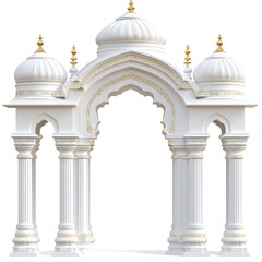 Elegant White and Gold Archway Indian Architectural Design 3D Model