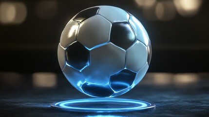 Naklejka premium Futuristic Soccer Ball Glowing