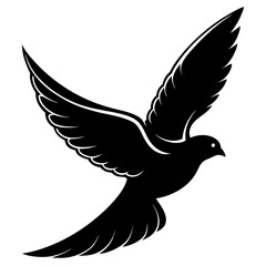 Obraz premium Silhouette of a bird in flight, symbolizing freedom, depicted in black against a pure white background
