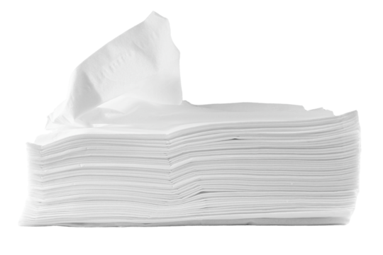 white tissue isolated on white, transparent background. png file