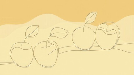 Naklejka premium Elegant Minimalist Fruit Line Art Still Life