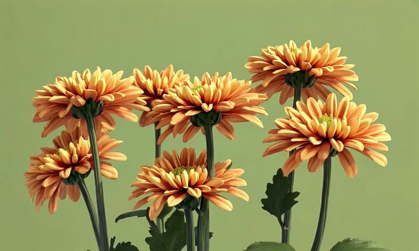 green screen video featuring chrysanthemum flowers floating with natural motion as branches sway peacefully in soft wind