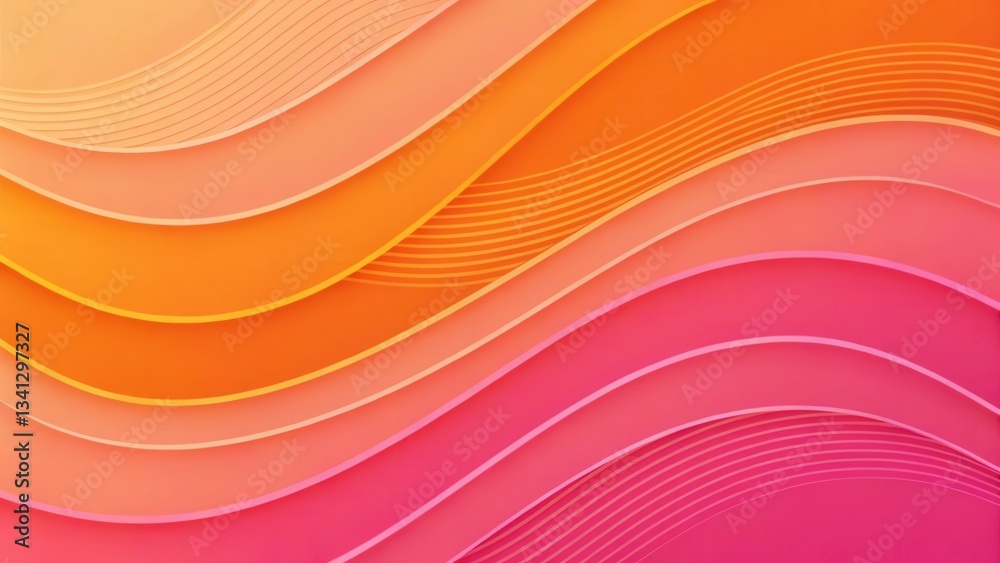 Aufkleber abstract wavy lines in vibrant orange and pink tones create a dynamic visual flow.