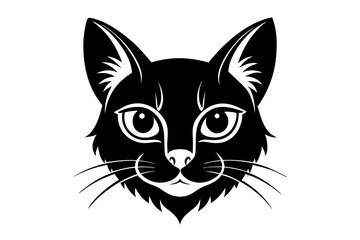 cat head line art silhouette vector illustration