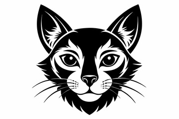 cat head line art silhouette vector illustration