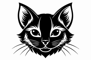 cat head line art silhouette vector illustration