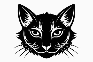 Obraz premium cat head line art silhouette vector illustration