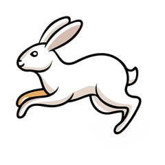 Obraz premium White bunny jumping with cheerful expression for Easter celebration concept