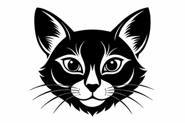 cat head line art silhouette vector illustration