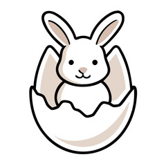 Obraz premium Cute bunny inside an eggshell with cheerful expression for Easter celebration concept