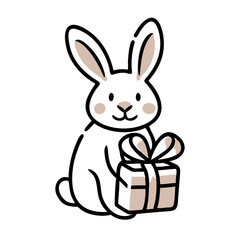Obraz premium Cute bunny holding a gift box with ribbon for Easter celebration concept