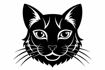 cat head line art silhouette vector illustration
