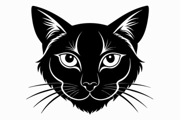 Obraz premium cat head line art silhouette vector illustration