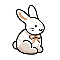 Obraz premium Cute chocolate bunny with ribbon bow for Easter celebration concept