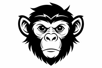 Fototapeta premium a monkey head line art silhouette vector illustration