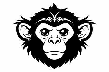 a monkey head line art silhouette vector illustration