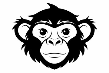 a monkey head line art silhouette vector illustration