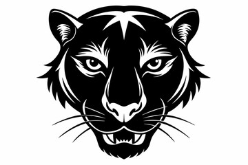 a panther head line art silhouette vector illustration
