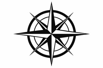 Naklejka premium compass rose line art silhouette vector illustration