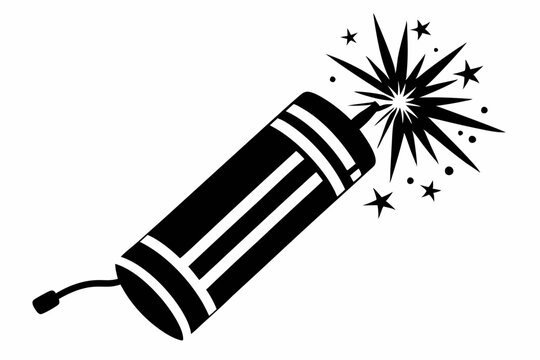 black firecracker exploding with stars clip art preview