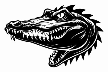crocodile head line art silhouette vector illustration