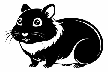 cute hamster line art silhouette vector illustration