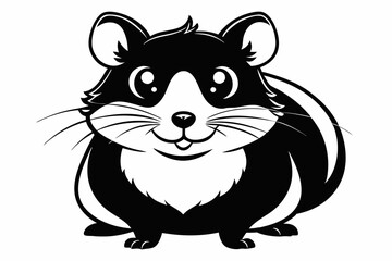 cute hamster line art silhouette vector illustration